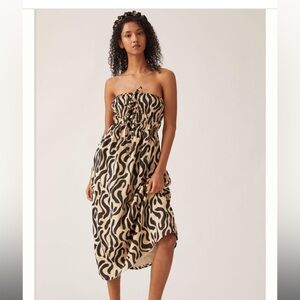Faithfull the Brand Contessa Strapless Animal Print Dress